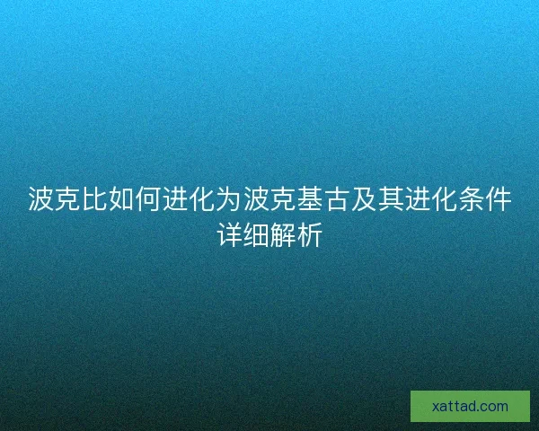 波克比如何进化为波克基古及其进化条件详细解析