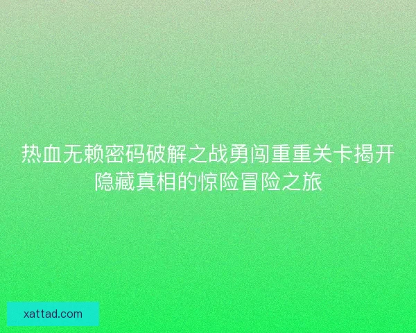 热血无赖密码破解之战勇闯重重关卡揭开隐藏真相的惊险冒险之旅