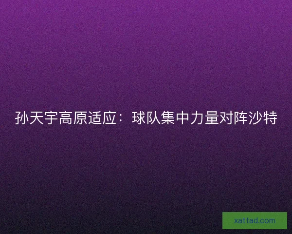孙天宇高原适应：球队集中力量对阵沙特